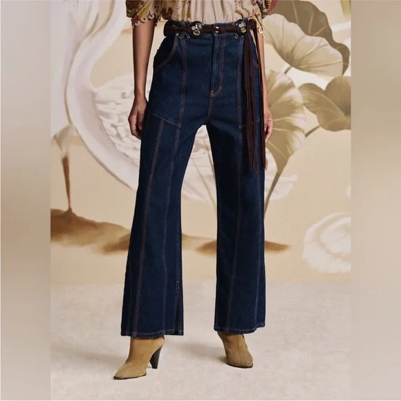 NWT Farm Rio Dark Denim High Waist Snips Pants - Picture 2 of 5